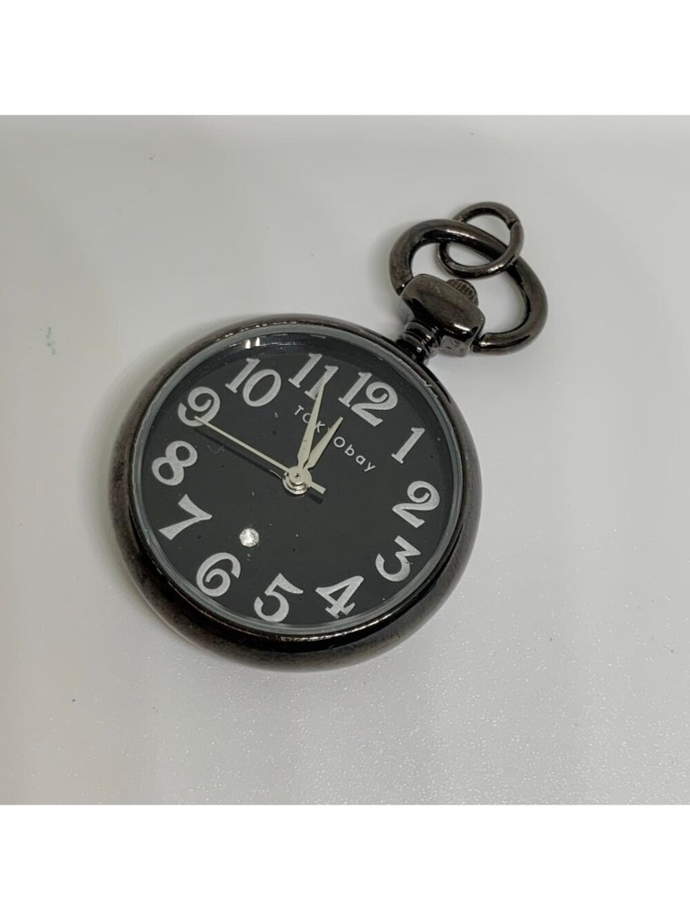TokyoBay black tone pendant pocket watch 30mm quartz analog running